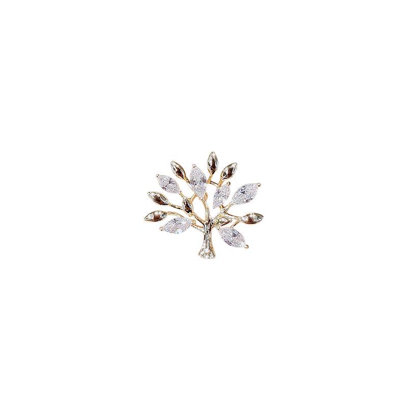 Happiness Tree Brooch Personalized Pin Small Collar Pin Anti-glare Buckle Cardigan Suit Accessory Simple Corsage