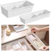 2PCS Expandable Storage Drawer Organizers Sliding Bin Plastic Desk Drawer Trays with Removable Dividers Adjustable Makeup Storage Bins for Bedroom,