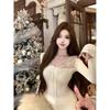 Threaded Pure Desire Lace Patchwork Sexy Apricot Long Sleeve Women's Slimming Winter Top