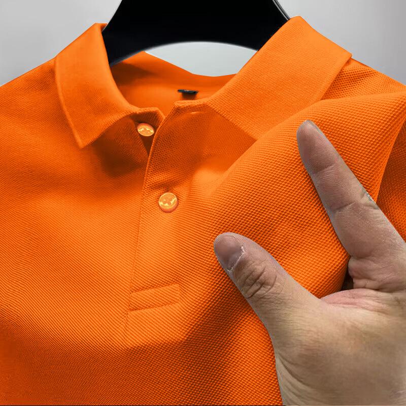 Men's Short Sleeve Polo Shirt - Solid Color, High-End Business Casual, with Lapel.