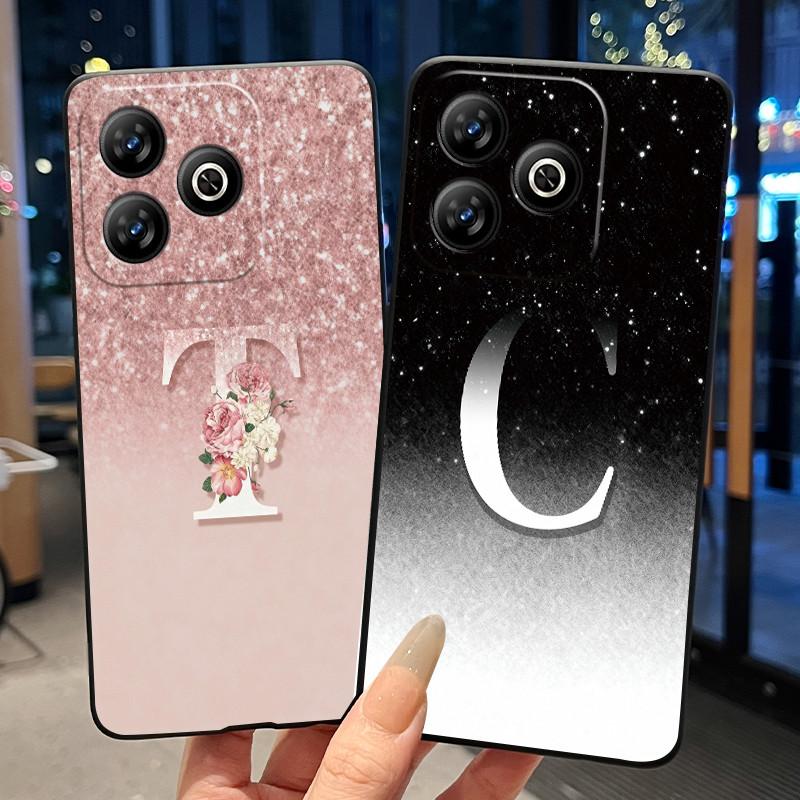 Fashion Letter With Flower Couple Case For ZTE Blade V60 4G/Axon 60 4G/Nubia V60 Soft Silicone Black Case Anti-scratch Shell
