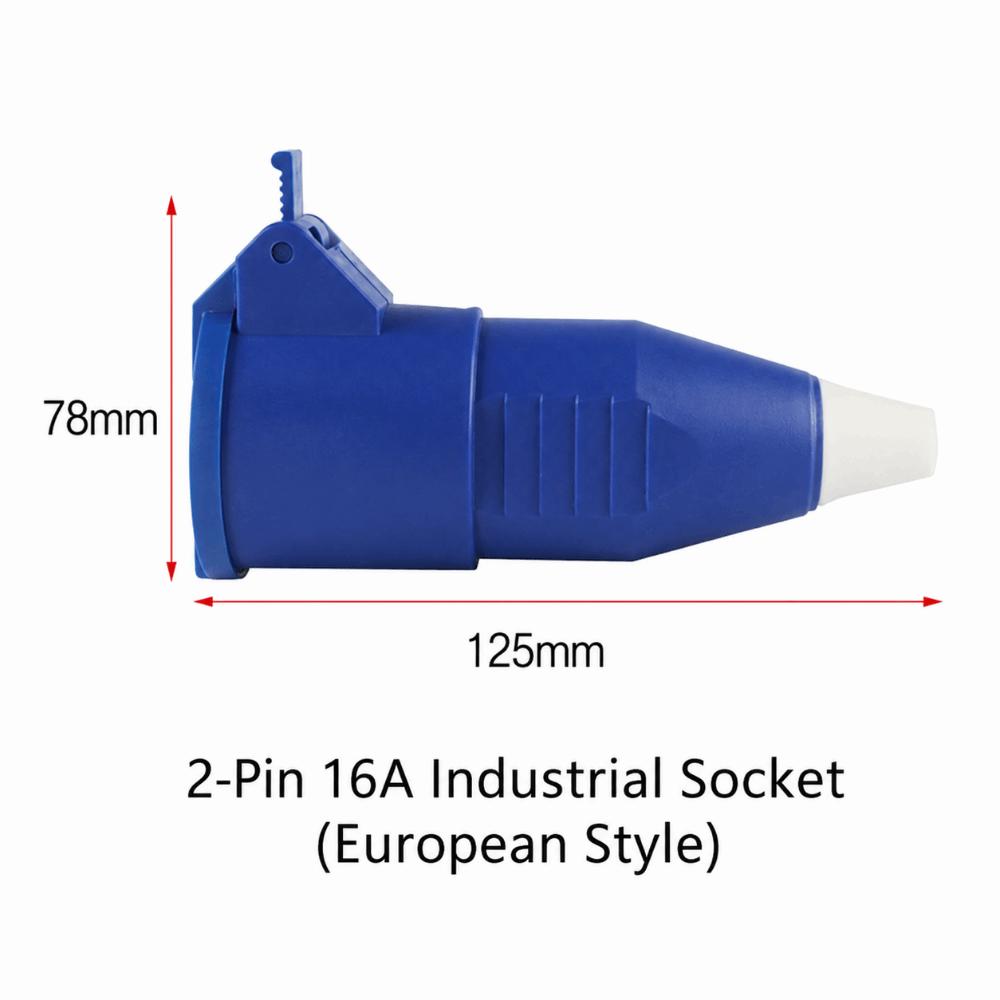 2 Pin 16A Industrial Connector Single Phase EU Standard Plug Waterproof Fitting  Outdoor Equipment