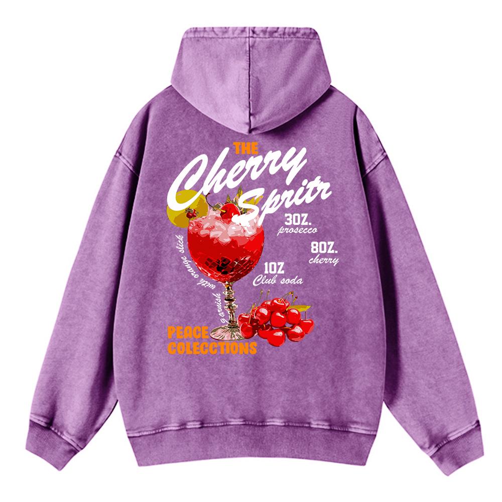 Fashion Womans Washed Hoodie The Cherry Sprits Printed Streetwears Warm Cotton Oversize Pullovers Autumn Winter Clothes