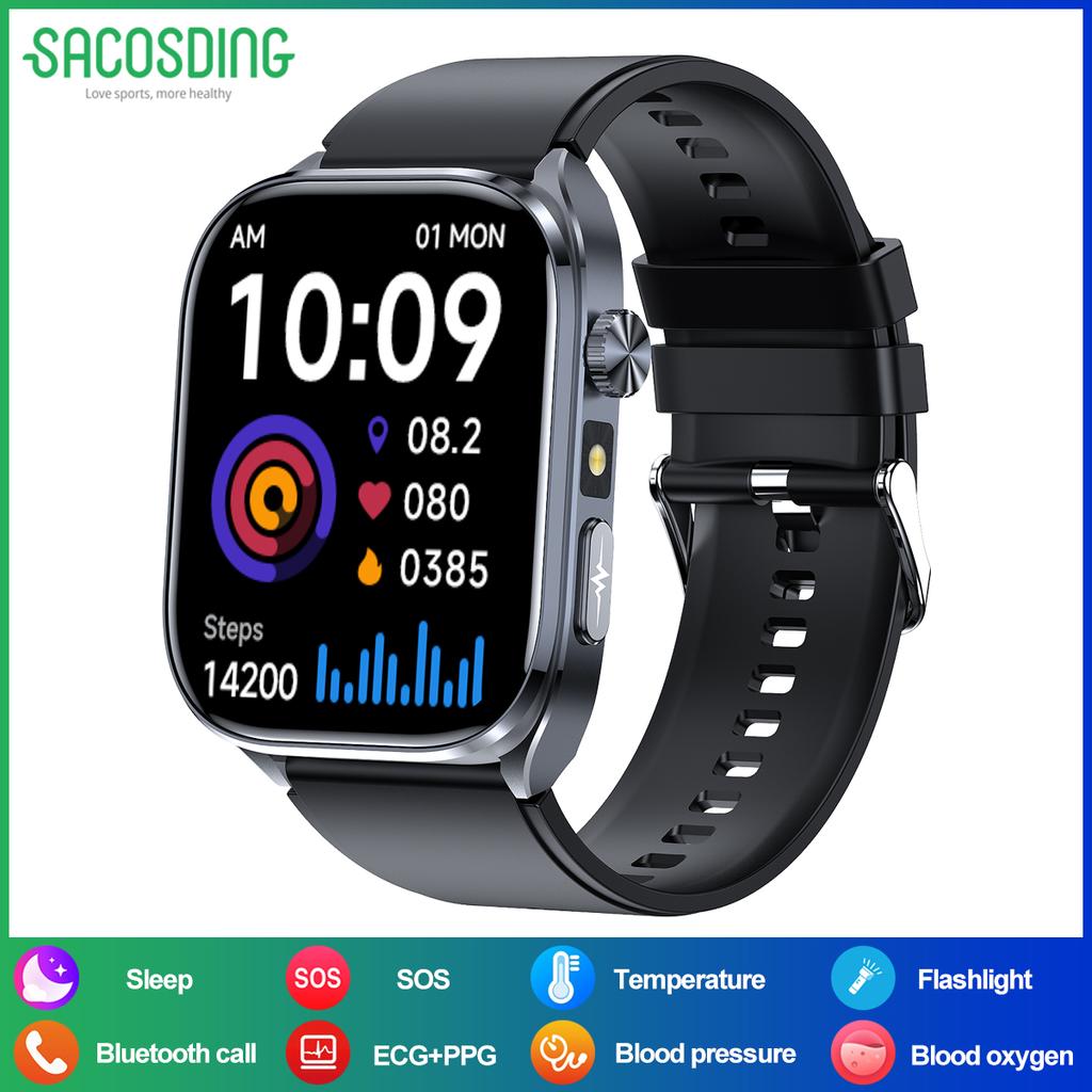SACOSDING AI Health SmartWatch for Men Women with Flashlight 2.5D UI Voice Bluetooth Call Smart Watch Fitness Tracker