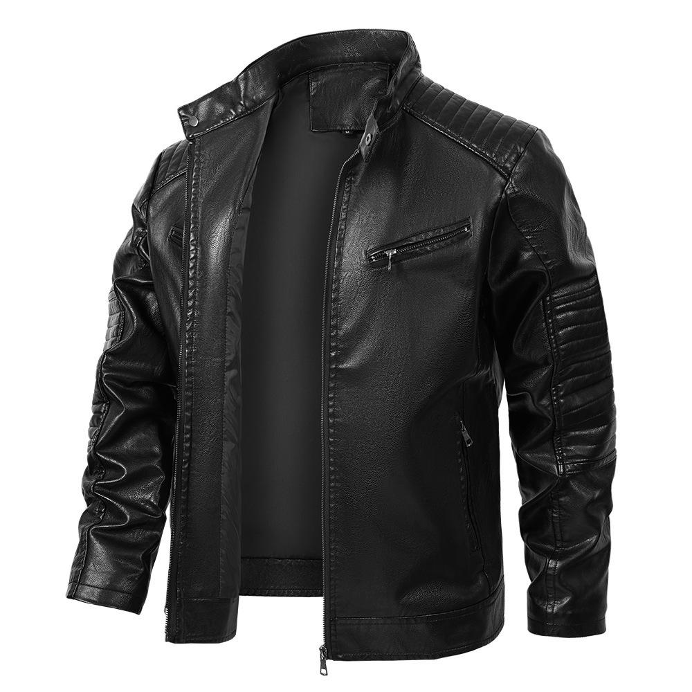 Spring and Autumn new European and American men's leather jackets, men's fashion youth PU leather jackets, locomotive leather jackets
