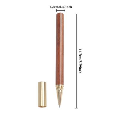 1pc Handcrafted Wooden Signature Pens, Long-lasting Use with Red, Blue & Black Ink Refills
