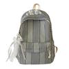 Schoolbag new vertical striped schoolbag female student Korean ins fashion plaid backpack large capacity lightweight casual backpack