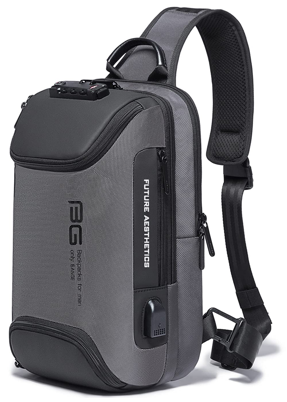 

YESLAU Shoulder Large USB Charging Crossbody Fits Perfect for Commuting and Travel Men s Bag, Capacity, Waterproof, Anti-Theft, Port, Bag, Popular, сірий колір