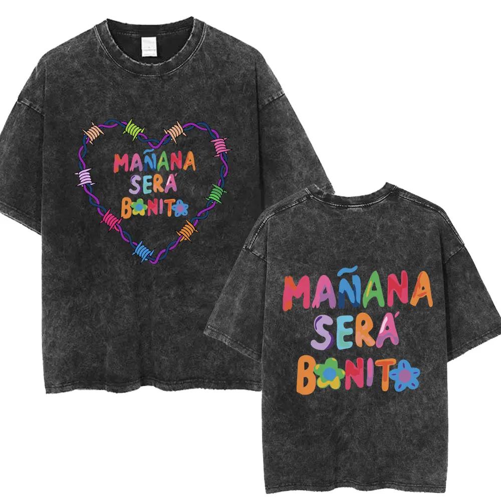 Streetwear Hot Karol G Bichota Music Album Washed T Shirt Men Women Cotton Retro Short Sleeve Loose Summer Tees