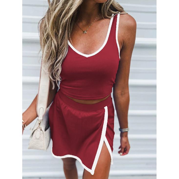 2026 Women's Sexy Camisole Top and Anti-Exposure Skirt Two-Piece Set In Contrasting Colors for Women