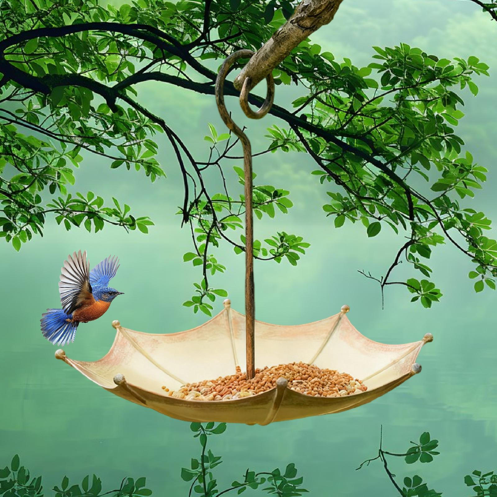 

Umbrella Shaped Bird Feeder Decoration, Supplies, Birds Lover Gift, Outdoor Hanging Yard Copper Color