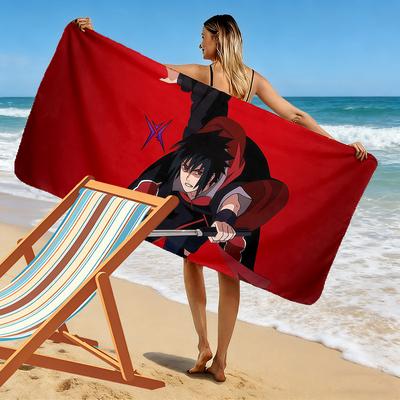 Sasuke Uchiha Print Beach Towel, Large Soft Quick Dry Towel for Beach Camping Swimming