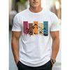 Summer Fashionable Comfortable Breathable Sweat Absorbing Men's T-shirt Colorful Vintage Mountain Forest Pattern Solid Color Printed Cotton T-shirt