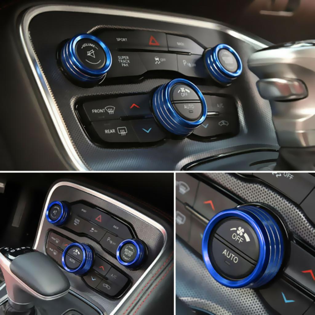 For Dodge Challenger RT SXT 2015-2019 2020 Radio Volume Knob Rings Cover Headlight Control Air Condition Switch Knob Accessories OO1