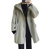 Herren Windjacke Mantel Mit Kapuze Langarm Reißverschlussleiste Trenchcoat Mit Taschen Einfarbig Lockere Passform Mittellange Oberbekleidung