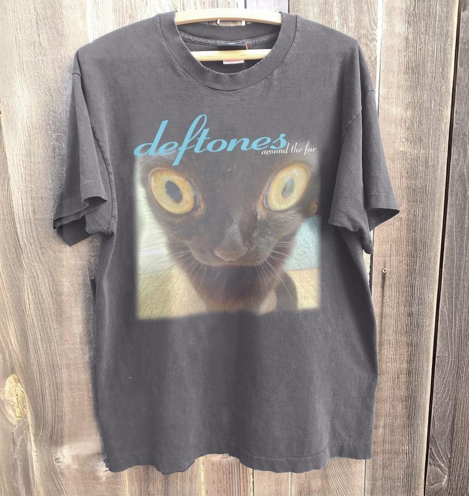 

New Deftones Around The Fur Funny Black Cat Retro Rock Band Charcoal Unisex Tee Unisex T-Shirt L