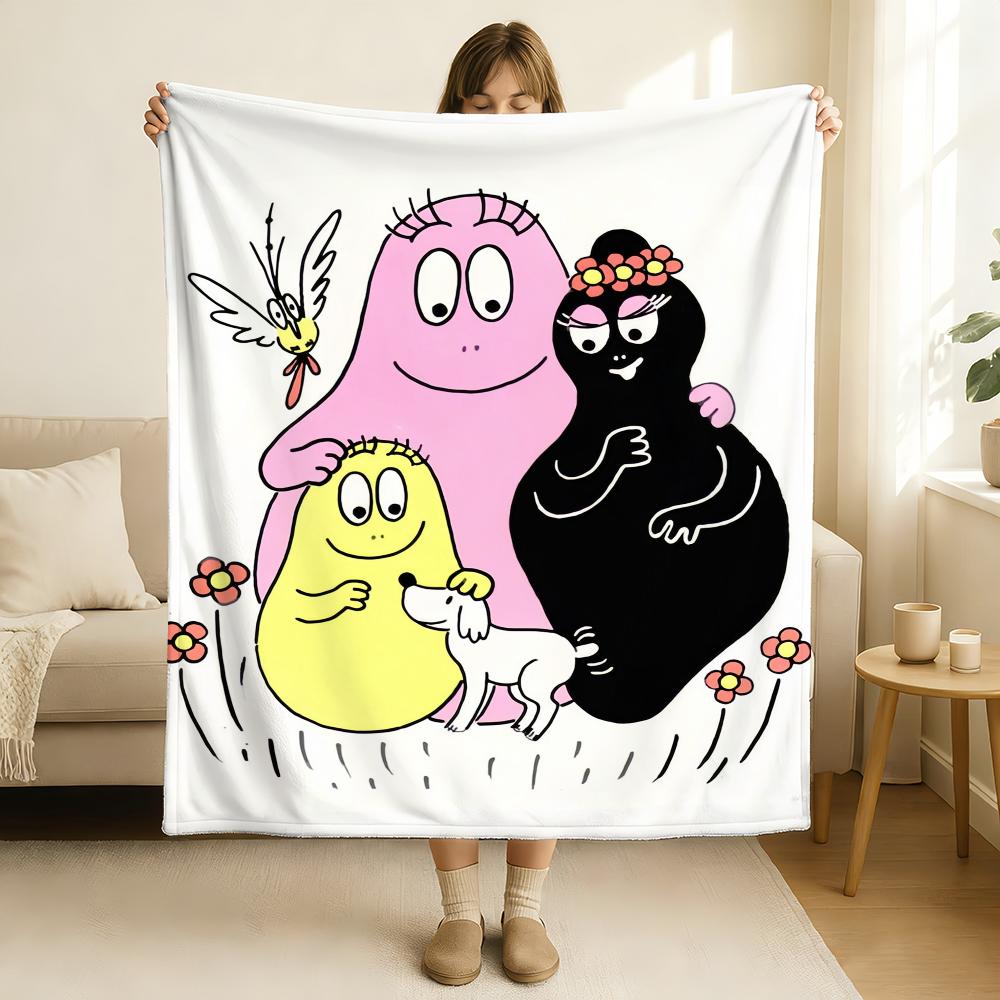 Cartoon Barbapapa Blanket Soft and Skin Friendly For Couch Bed Napping Bedspread All Seasons Comforter