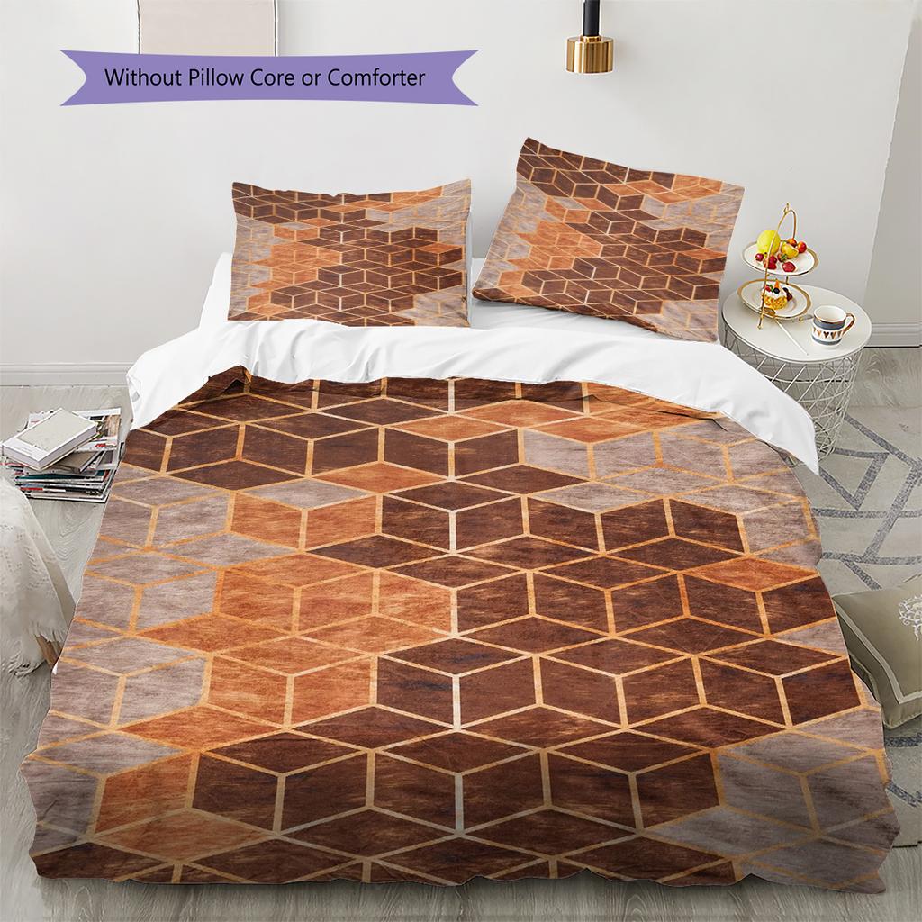 Geometric Marble Pattern Bedding Quilt Set Quilt Cover Pillowcase Home Decoration Gift (1 * duvet cover + 2 * pillowcase, without core)