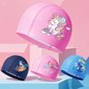 Comfortable Waterproof PU Swim Cap for Kids with Cartoon Print & Hair Protection