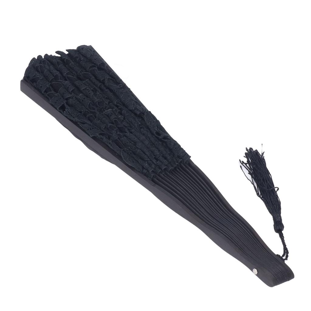 Evantai Pliabil Dantelă Ajurată Osatură Bambus Stil Vintage Evantai de Mână cu Ciucure pentru Haine de Spectacol