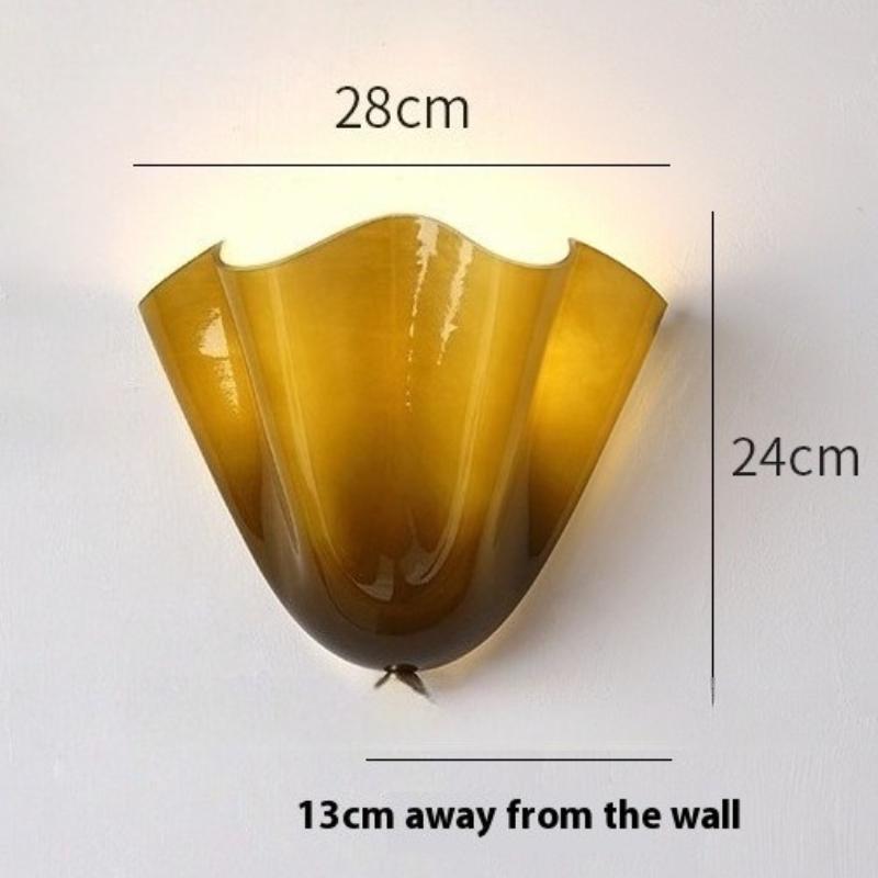 New Retro LED Glass Wall Lamp Shell Modeling Living Room Background Wall Corridor Bedroom Bedside Decorative Lighting
