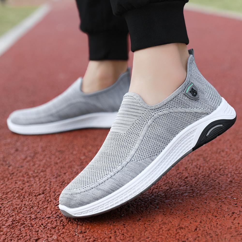 Herrenschuhe 2025 leichte Mesh-Rundkopf-Flachabsatz-Unifarben-Low-Top-Freizeitschuhe neue modische und bequeme Sportschuhe