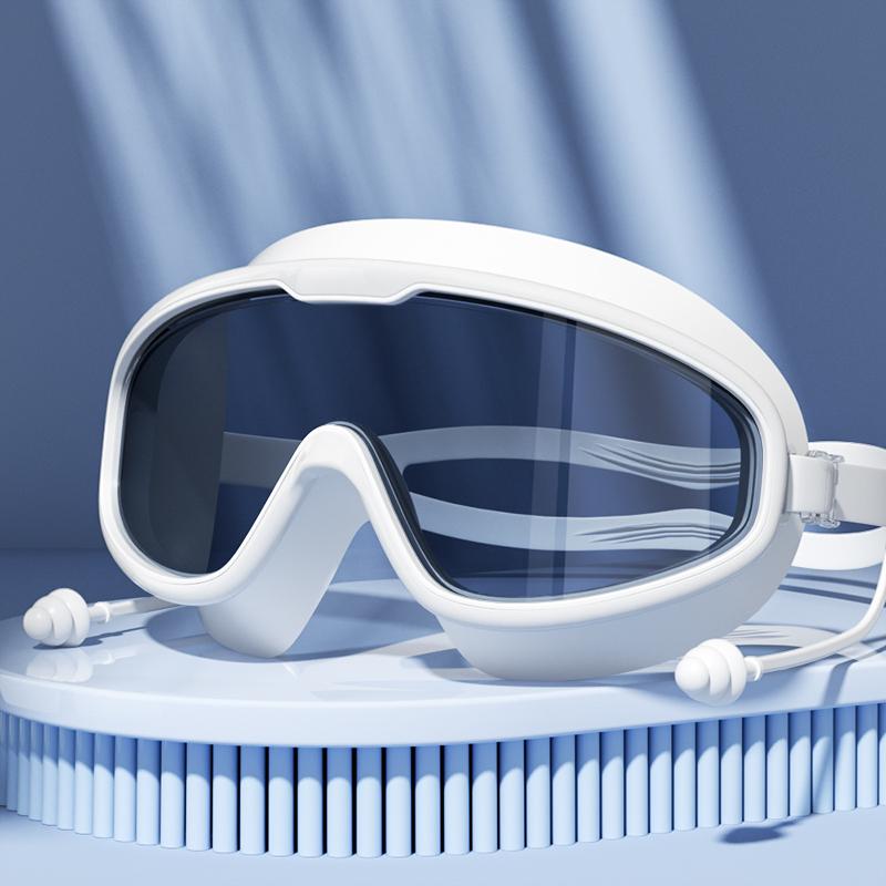 Swimming Goggles with Big Frame HD Lens and Anti-fog Waterproof Swim Goggles for Adults Shower Pool Use by Men Women