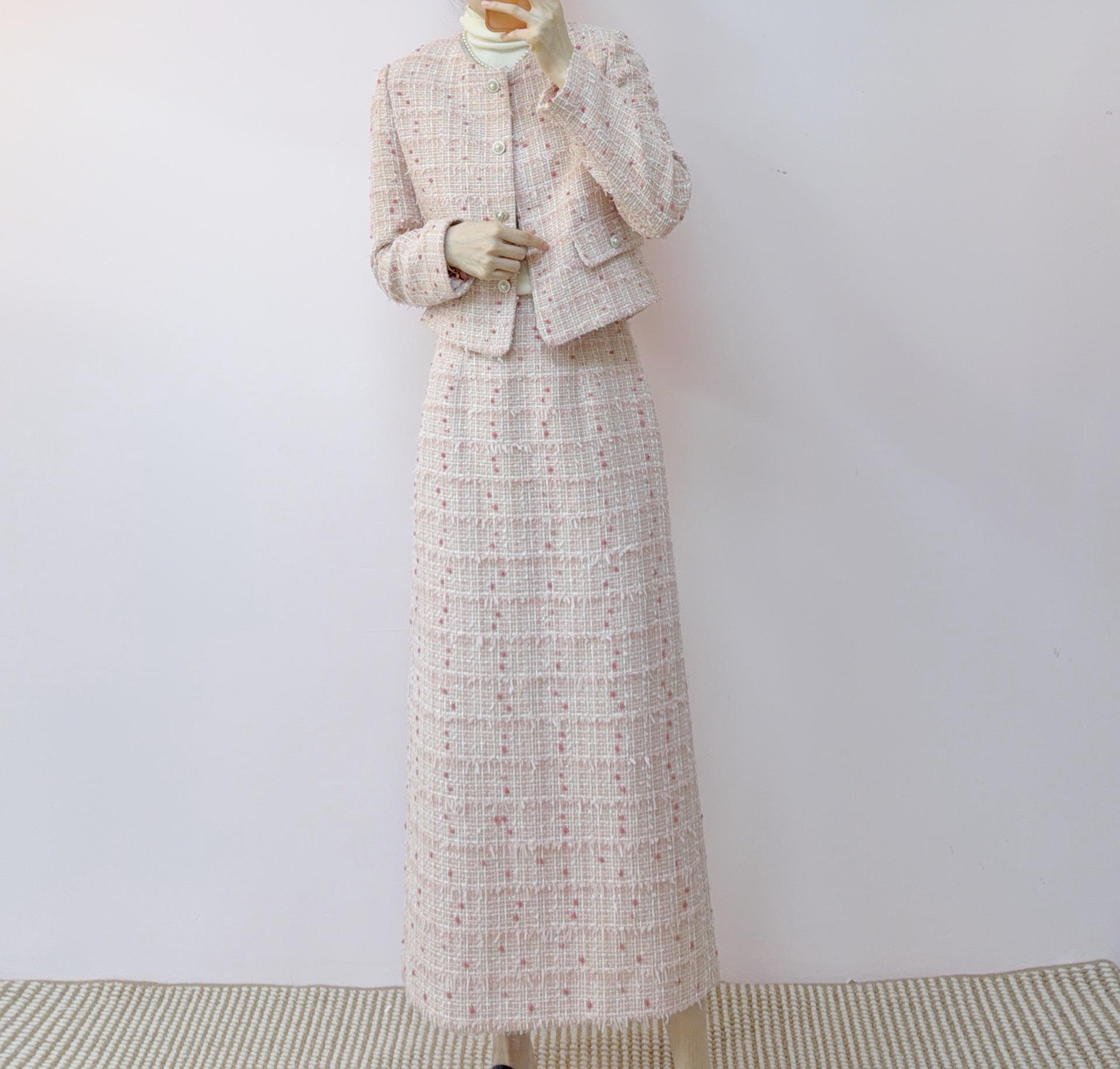 

2026 Spring/Autumn Coco Style Jacket & Skirt Set M (45-54 kg) розовый