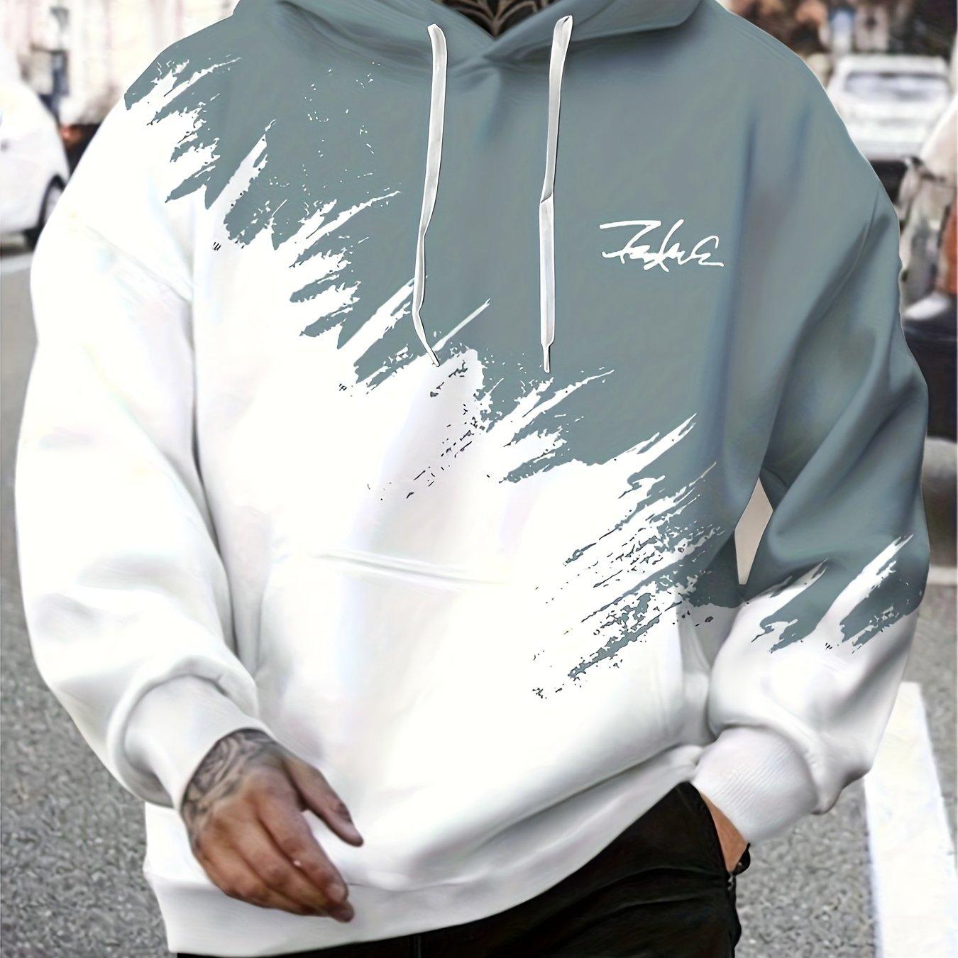 

Повседневная мужская толстовка с капюшоном с градиентным принтом и длинным рукавом, мужская одежда, хип-хоп футболка, спортивная рубашка большого размера 5xl L