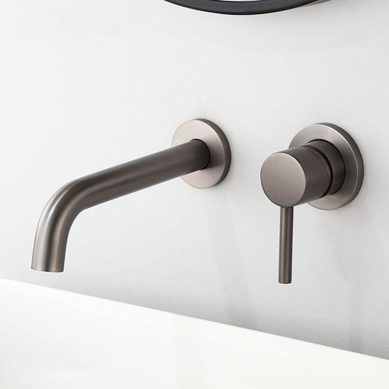 Gun gray Bathroom Sink Faucet Brass Wall Mounted Mixer Hot & Cold Basin Tap single handle Brushed Gold/Gold/Black/Chrome