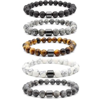 Men Women Bracelet Natural Stone Bead Magnetic Hematite Exotic Chain Jewelry