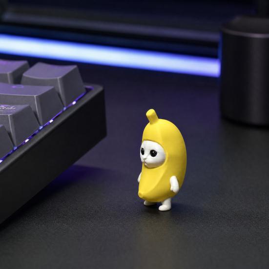 3D Printed Banana Cat Figurine, Banana Cat Collectible Statue, Creative Banana Shape Animal Sculpture Decorations for Home Office Desktop Bookshelf