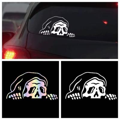 Peep Skeleton Lurking Reaper Ghost Stickers Windows Halloween Vinyl Decals  Windshield Windows
