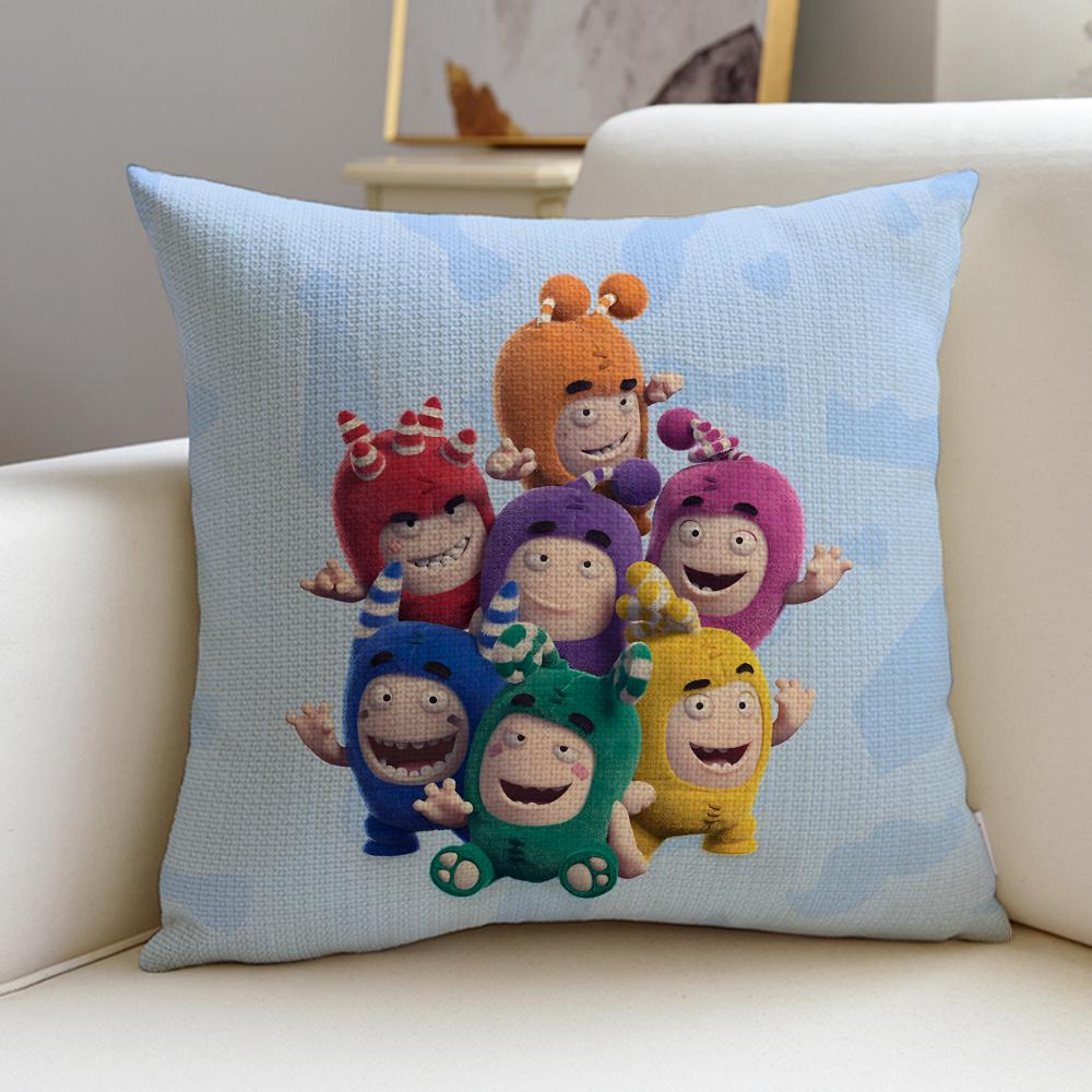 Fun CCartoon OddbodsS Cushion Cover Breathable and skinfriendly linen pillowcase square removable and washable cushion
