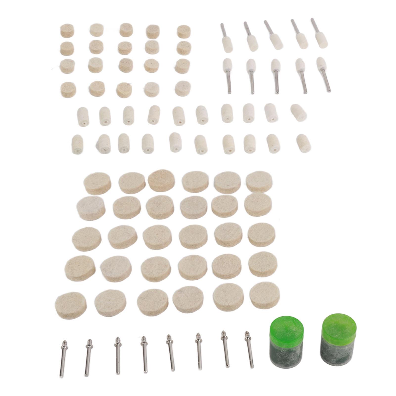 

90Pcs Abrasive Soft Felt Wool Polishing Wheel, Total 90 Pieces Wheel, Point, Mandrel Kit for Metal and Nonmetal Materials, Polishing and Buffing with