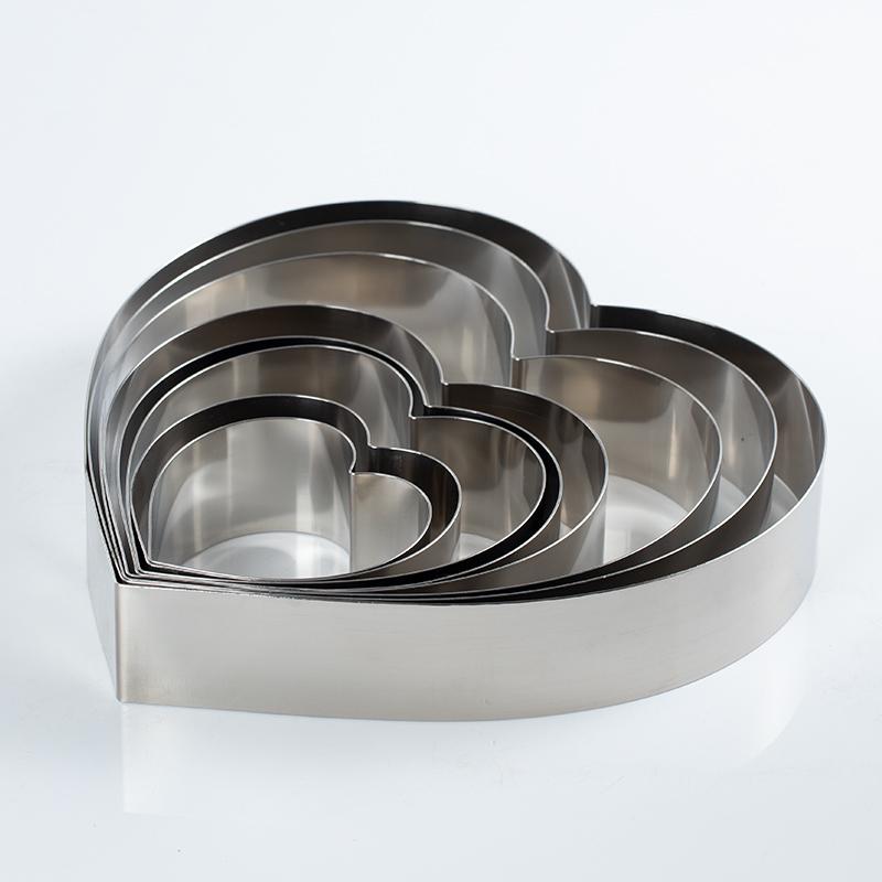Round Square Heart-Shaped Mousse & Tower Ring, 4-10 Inch, Stainless Steel Baking Mold.