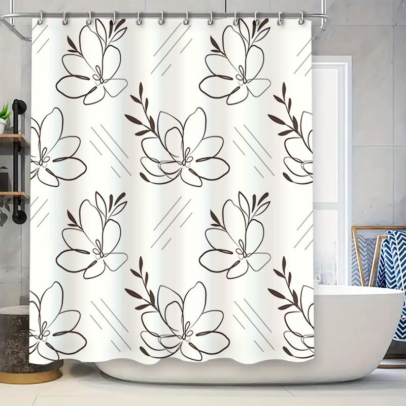 

Modern Bath Curtain Floral Print Decorative Shower Curtain For Bathroom Waterproof Home Decoration W60H190(CM)-1 Pcs