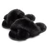 Winter Plush Cross-strapped Cotton Slippers Non-slip Indoor Soft Bottom Warm Fluffy Household Slippers Women