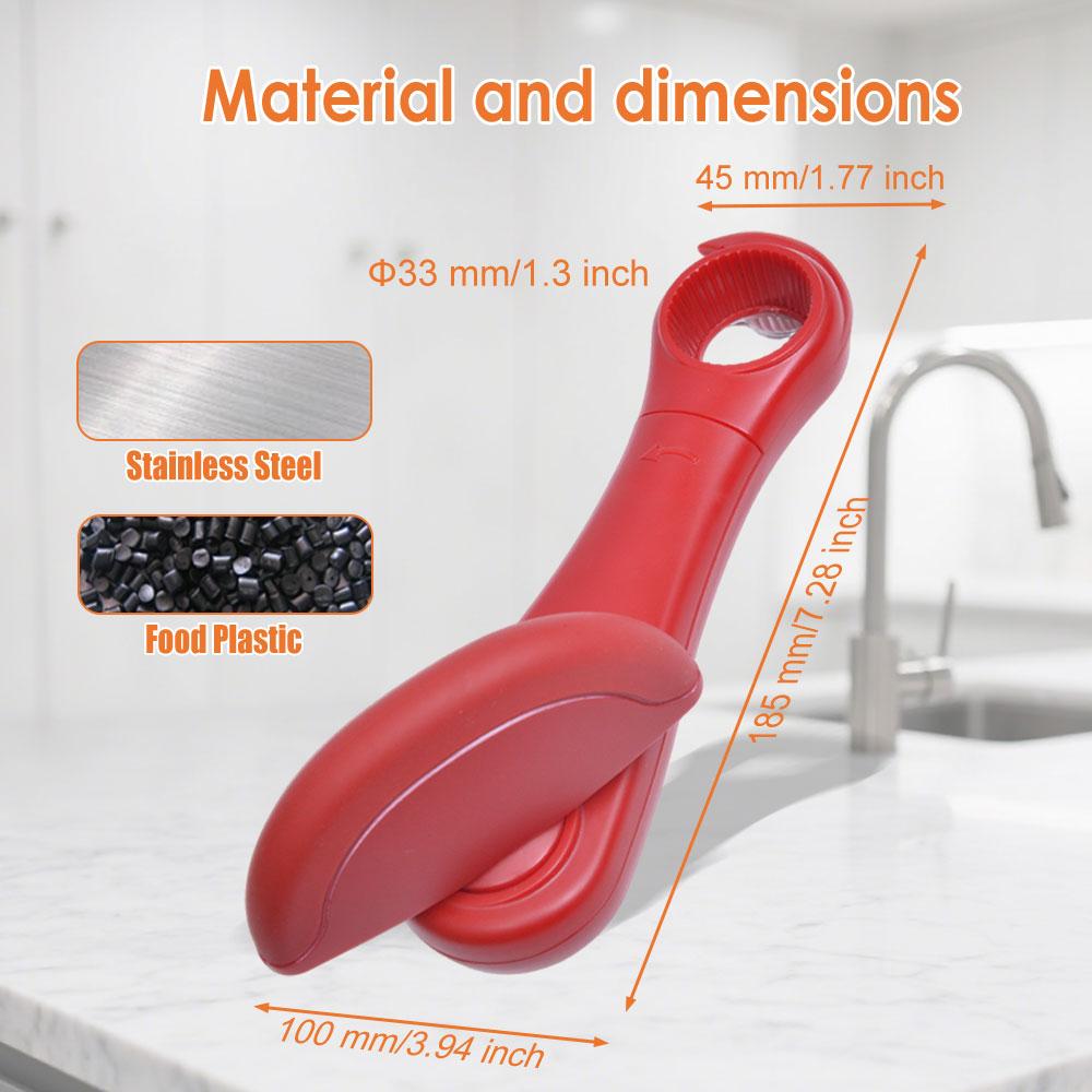 Stainless Steel Multi-Function Can Opener & Bottle Opener Easy-Grip Manual Jar Opener for Kitchen, Durable & Safe Household
