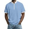 Men's Stand Collar Short Sleeve Polo Shirt Color Block Casual Sports T-Shirt.