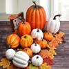 Künstliches Kürbis-Set für Halloween-Dekorationen - 7-teiliges rustikales Herbst-Thanksgiving-Mittelstück und Küche