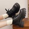 Platform Women Snow Ankle Boots Mid Heels Motorcycle Boots Lace Up Classic Oxford Shoes Winter 2024 Trend New Gladiator Zapatos
