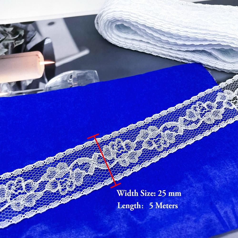 5 Meters White & Black Lace Ribbon Assorted Floral Trims for Gift Wrapping Christmas Wedding Decor DIY Crafts Sewing Accessories