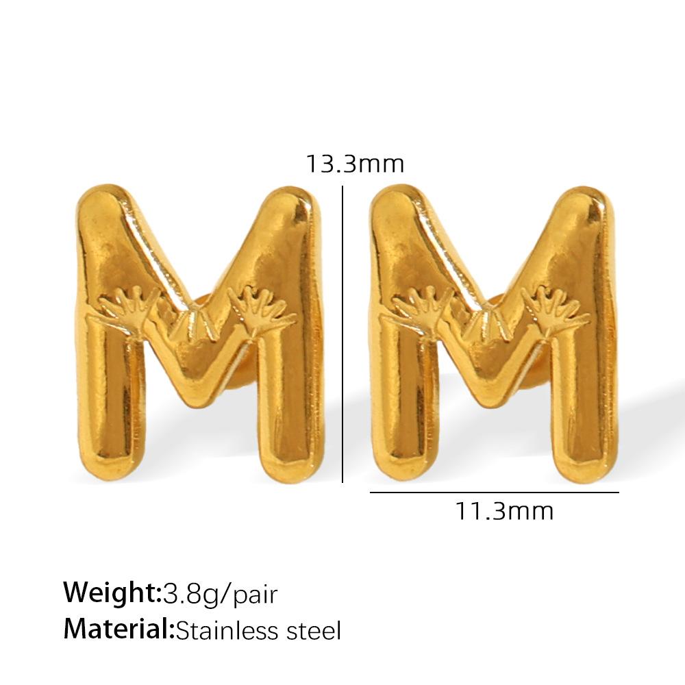 Gold Edelstahl Blase 26 Buchstaben Ohrstecker Einfache Dicke Ohrstecker