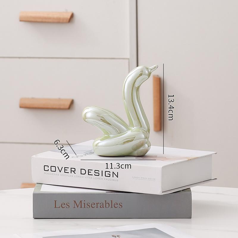Creative Balloon Swan Electroplating Multi-color Abstract Ceramic Jewelry Sculpture Study Statue Home Office Decoration Gift