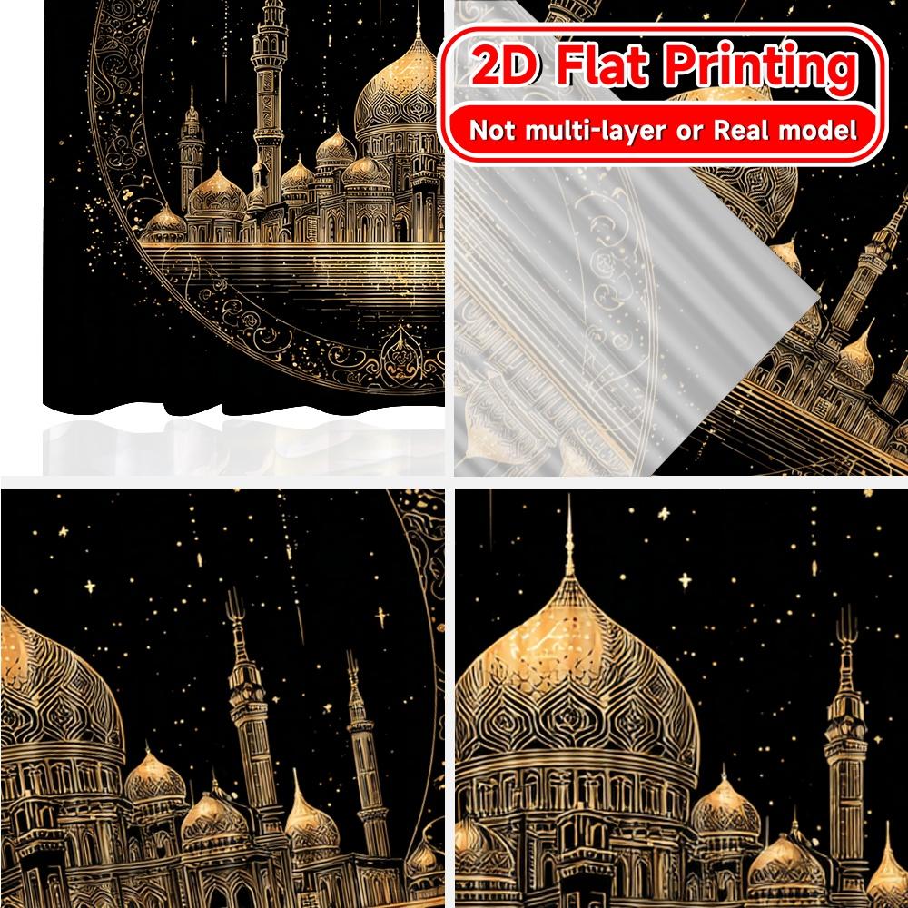 2D Flachdruck 2 Stück Goldene Moschee Schicker Druck Vorhänge Garn Vorhänge Dekorationen für Schlafzimmer Zeitgenössischer Stil Heimdekoration