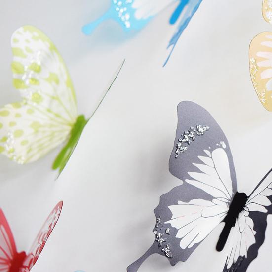 18 Pcs 3D Butterfly Wall Decor Self-Adhesive Butterfly Wall Stickers 3 Sizes Removable Room Mural Decals for DIY Crafts Bedroom Wedding Photo Prop