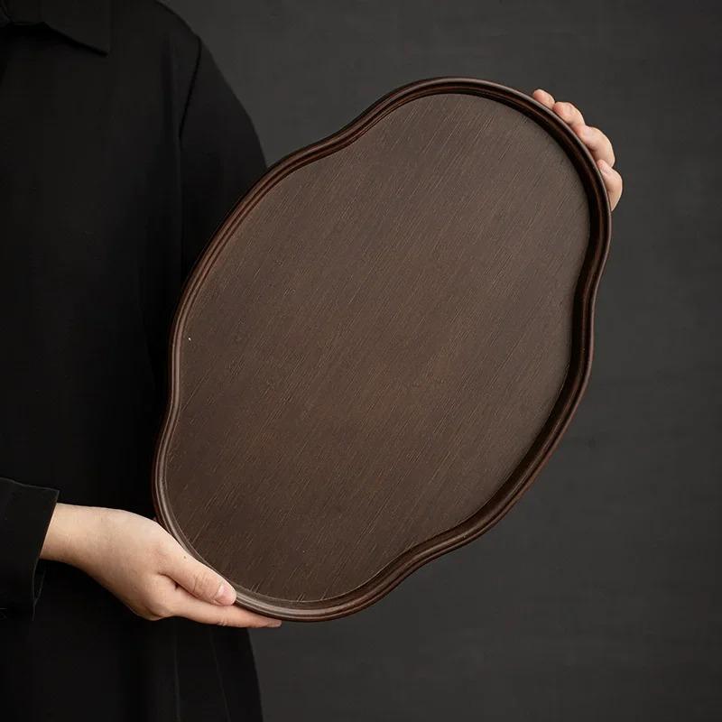 Japanese-style Wood Tray Retro Glass Tray Cake Candy Kung Fu Tea Jewelry Decor Tray Dessert Storage Dish Home Decor Posing Prop