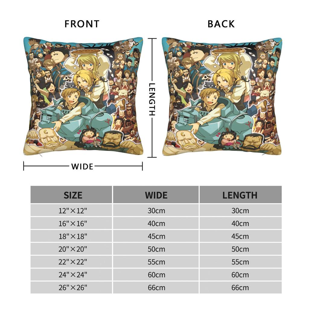 Pillow Cover Full Metal Alchemist  Funny Pillow Case For Chair Sofa Home Decor Pillowcases