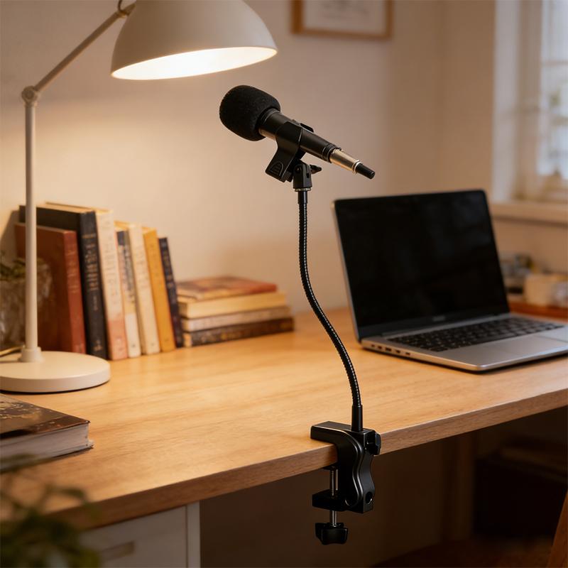 SINRI Professional Aluminum Alloy Gooseneck Mic Stand 360 Degree Rotating 2-in-1 Portable Live Streaming Meetings Recording